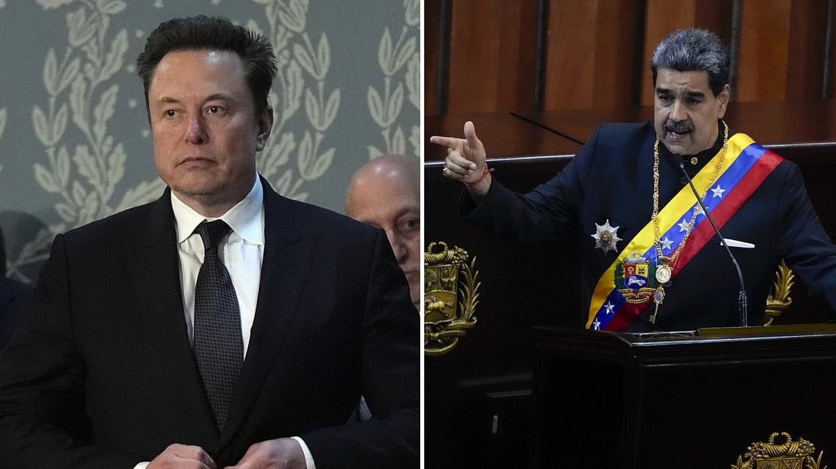 Elon Musk (L) And Venezuelan President Nicolas Maduro (R)